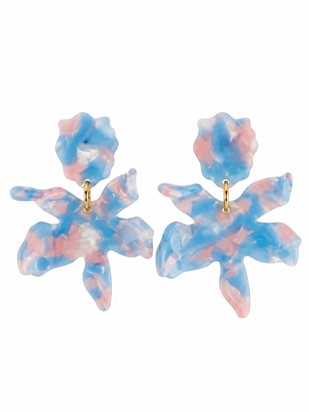 Lele Sadoughi Small Paper Lily Drop Earrings in Sky Blue.